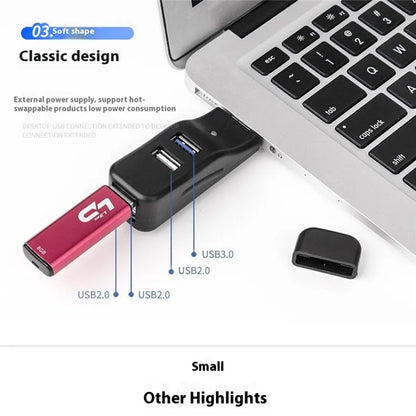 HUB19 Duckbill Shape Mini USB Splitter 4-port USB Hub Extender, USB3.0x1 + USB2.0x3