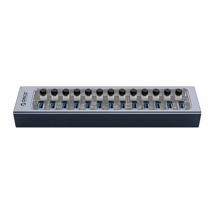 ORICO AT2U3-13AB Transparent Design 13 Ports 5Gbps USB3.0 Hub Phone Charging Dock Aluminum Alloy + PC Hub Splitter with Individual SwitchesEU Plug