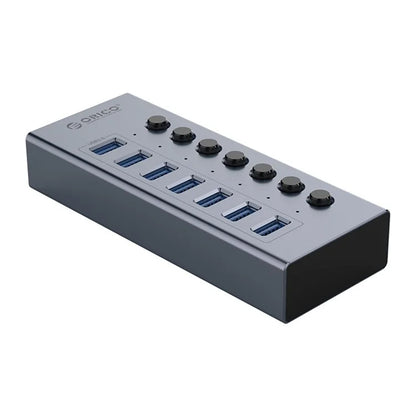 ORICO BT2U3-7AB Aluminum Alloy 7 Port USB3.0 5Gbps High Speed USB Hub Splitter with Individual SwitchesAU Plug