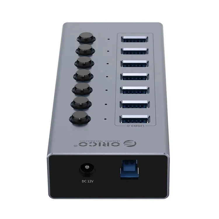 ORICO BT2U3-7AB Aluminum Alloy 7 Port USB3.0 5Gbps High Speed USB Hub Splitter with Individual SwitchesAU Plug