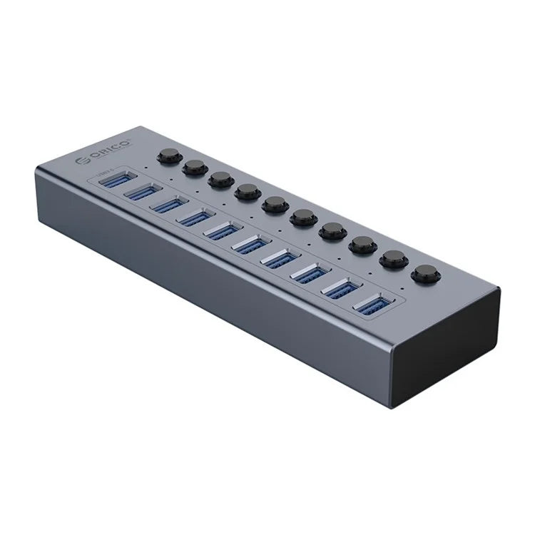 ORICO BT2U3-10AB Aluminum Alloy 10 Port USB3.0 5Gbps Data Transmission USB Hub Charging Splitter with Individual SwitchesAU Plug