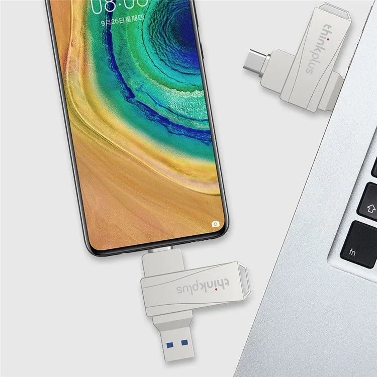 LENOVO THINKPLUS MU252 128GB for iPhone 15 Series USB A + C 3.1 U-Disk Memory Stick High Speed Rotating Data Transfer Flash Drive