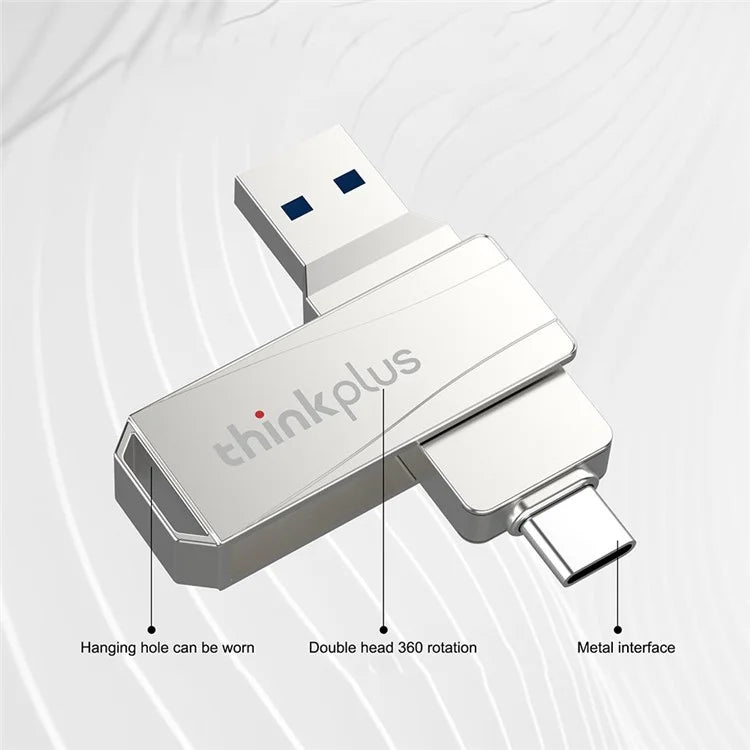 LENOVO THINKPLUS MU252 128GB for iPhone 15 Series USB A + C 3.1 U-Disk Memory Stick High Speed Rotating Data Transfer Flash Drive