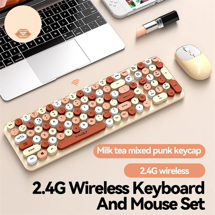 T-WOLF TF350 2.4G Wireless Keyboard Mouse Set Home Office Computer Keyboard + Mouse