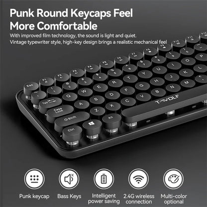 T-WOLF TF350 2.4G Wireless Keyboard Mouse Set Home Office Computer Keyboard + Mouse