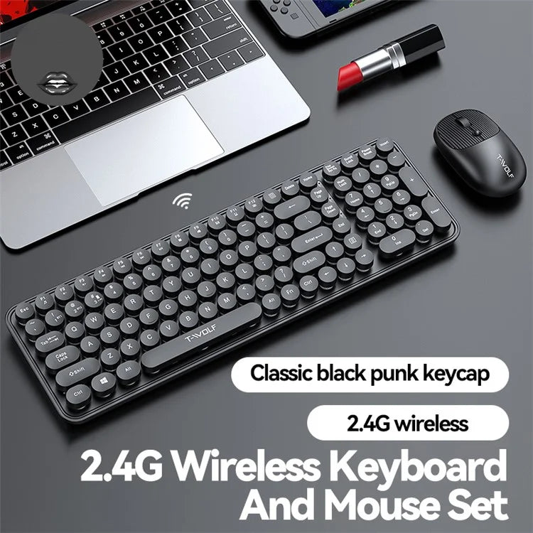 T-WOLF TF350 2.4G Wireless Keyboard Mouse Set Home Office Computer Keyboard + Mouse