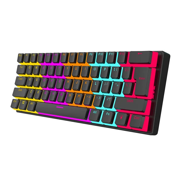 FV61S 61-Keys Type-C Wired Gaming Keyboard Pudding Keycap Blue Switch Mechanical Keyboard