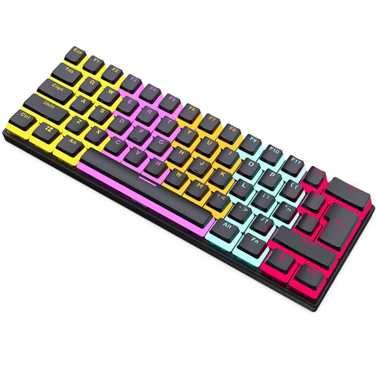 FV61S 61-Keys Type-C Wired Gaming Keyboard Pudding Keycap Blue Switch Mechanical Keyboard
