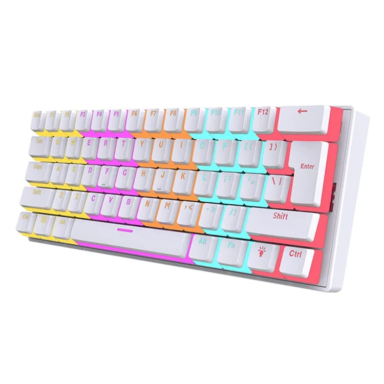 FV61S 61-Keys Type-C Wired Gaming Keyboard Pudding Keycap Blue Switch Mechanical Keyboard
