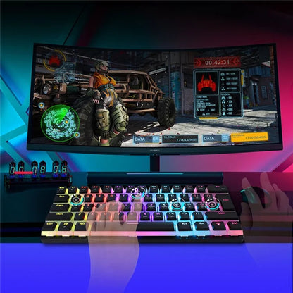 FV61S 61-Keys Type-C Wired Gaming Keyboard Pudding Keycap Blue Switch Mechanical Keyboard