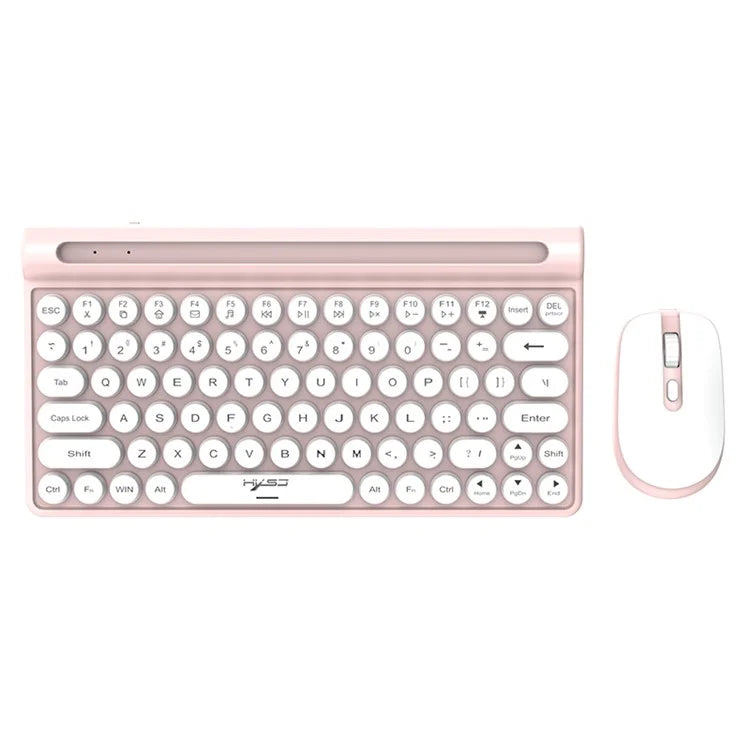HXSJ MK220 Silent Keyboard Set with 1600DPI Mouse, Dual Mode 2.4G+Bluetooth 5.1 78-Key Wireless Keyboard