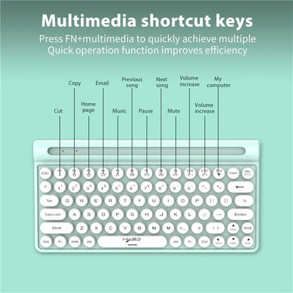 HXSJ MK220 Silent Keyboard Set with 1600DPI Mouse, Dual Mode 2.4G+Bluetooth 5.1 78-Key Wireless Keyboard
