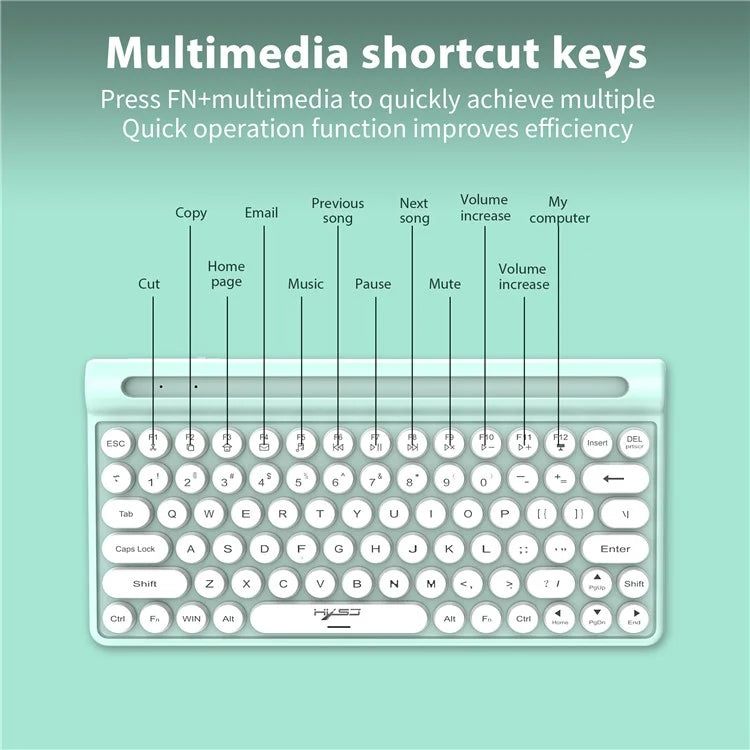 HXSJ MK220 Silent Keyboard Set with 1600DPI Mouse, Dual Mode 2.4G+Bluetooth 5.1 78-Key Wireless Keyboard