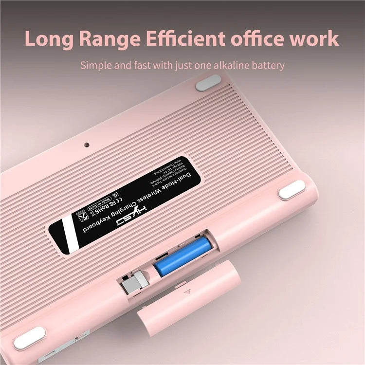 HXSJ MK220 Silent Keyboard Set with 1600DPI Mouse, Dual Mode 2.4G+Bluetooth 5.1 78-Key Wireless Keyboard