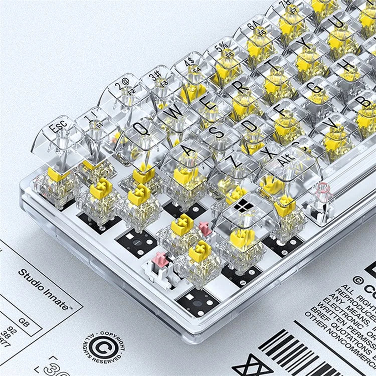 T-WOLF T40 150cm Wired Mechanical Keyboard with Clear Keycaps