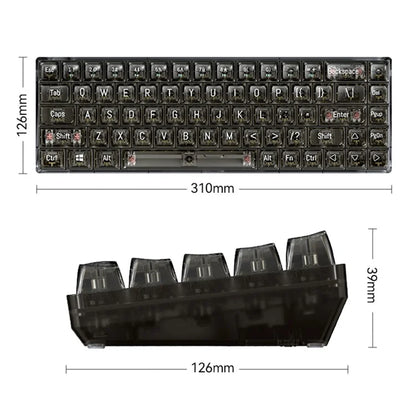 T-WOLF T40 150cm Wired Mechanical Keyboard with Clear Keycaps
