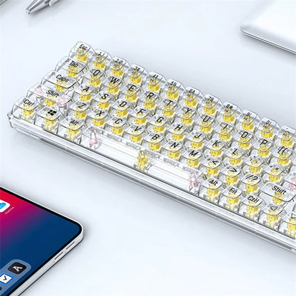 T-WOLF T40 150cm Wired Mechanical Keyboard with Clear Keycaps