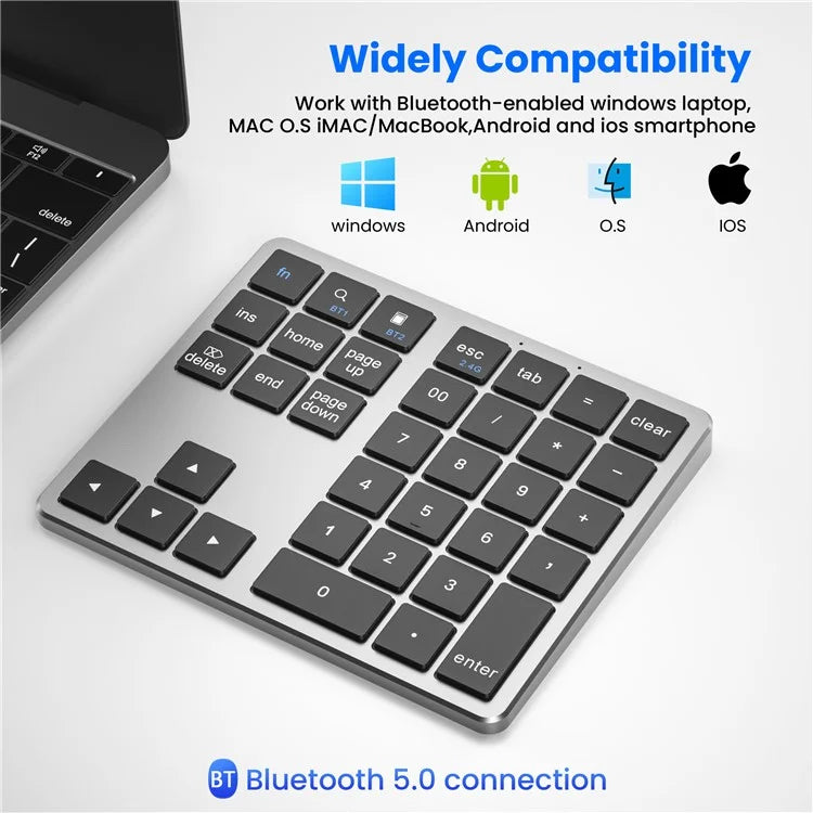 K-35 Bluetooth Keypad Slim 35-Keys Computer Laptop Keyboard Tablet Accessories