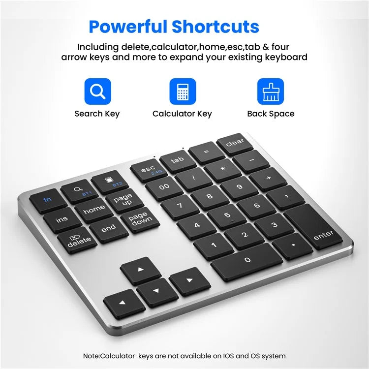 K-35 Bluetooth Keypad Slim 35-Keys Computer Laptop Keyboard Tablet Accessories