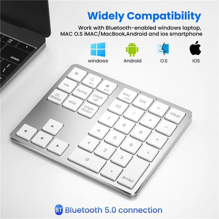 K-35 Bluetooth Keypad Slim 35-Keys Computer Laptop Keyboard Tablet Accessories