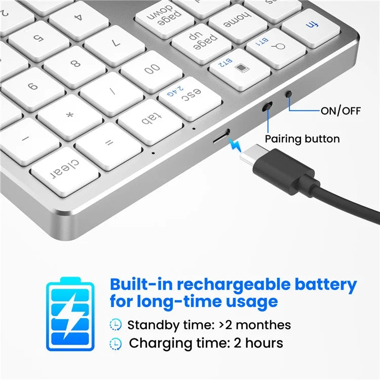 K-35 Bluetooth Keypad Slim 35-Keys Computer Laptop Keyboard Tablet Accessories