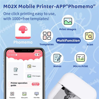 PHOMEMO M02X Pocket Bluetooth Printer Wireless Thermal Label Printer
