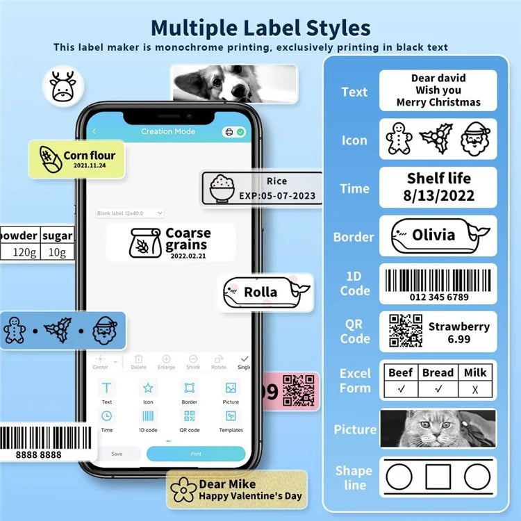 PHOMEMO D30 Portable Inkless Wireless Label Maker Mini Thermal Label Printer for Home School Office