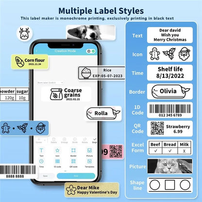 PHOMEMO D30 Portable Inkless Wireless Label Maker Mini Thermal Label Printer for Home School Office