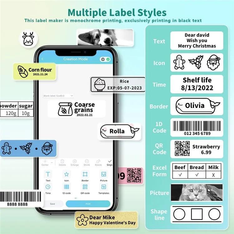 PHOMEMO D30 Portable Inkless Wireless Label Maker Mini Thermal Label Printer for Home School Office