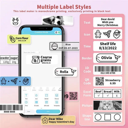 PHOMEMO D30 Portable Inkless Wireless Label Maker Mini Thermal Label Printer for Home School Office