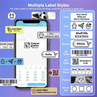 PHOMEMO D30 Portable Inkless Wireless Label Maker Mini Thermal Label Printer for Home School Office