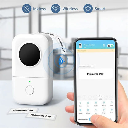 PHOMEMO D30 Portable Inkless Wireless Label Maker Mini Thermal Label Printer for Home School Office