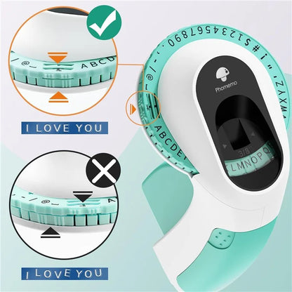 PHOMEMO E975 Embossing Label Maker Handheld Embossed Label Machine with 6 Rolls Of Tapes