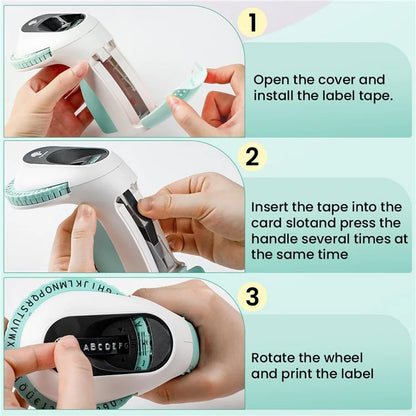 PHOMEMO E975 Embossing Label Maker Handheld Embossed Label Machine with 6 Rolls Of Tapes