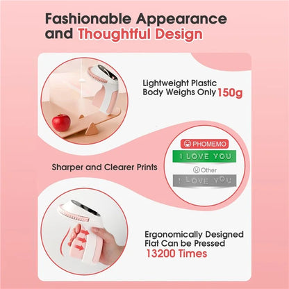 PHOMEMO E975 Embossing Label Maker Handheld Embossed Label Machine with 6 Rolls Of Tapes