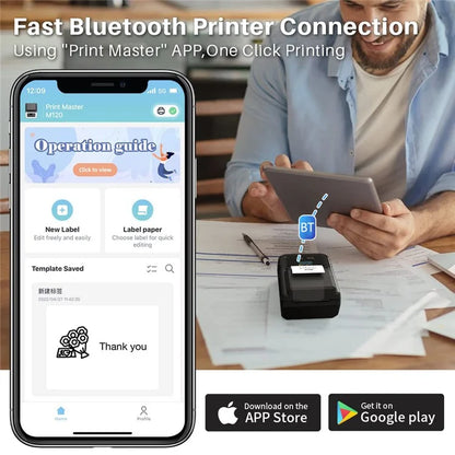 PHOMEMO M120 Bluetooth Inkless Thermal Printer Wireless Barcode Label Price Tag Printer