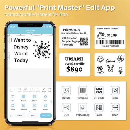 PHOMEMO M120 Bluetooth Inkless Thermal Printer Wireless Barcode Label Price Tag Printer