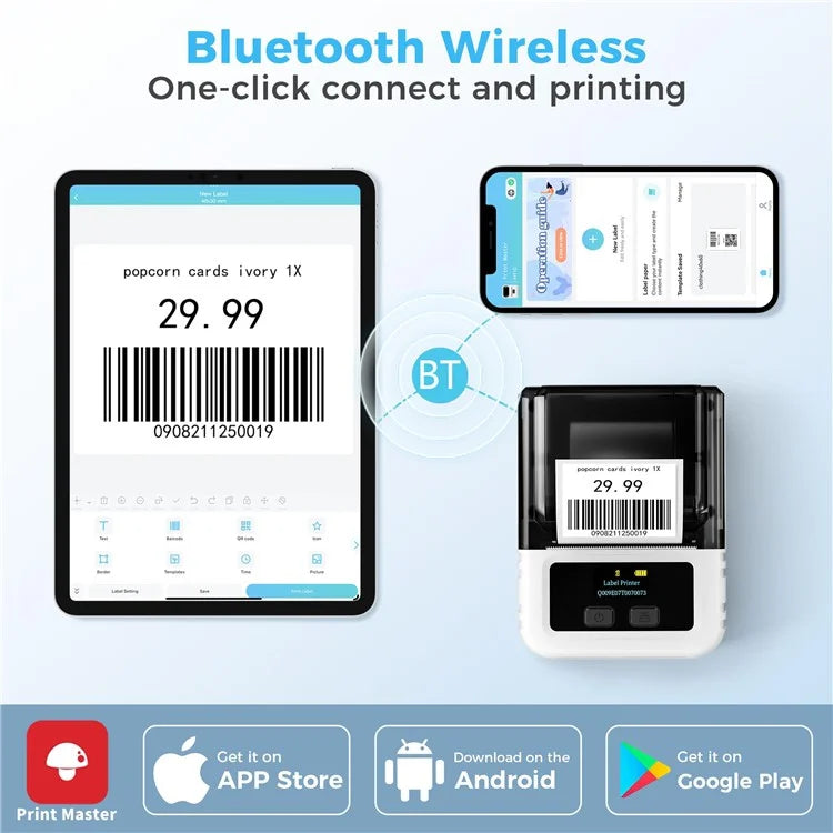 PHOMEMO M120 Bluetooth Inkless Thermal Printer Wireless Barcode Label Price Tag Printer