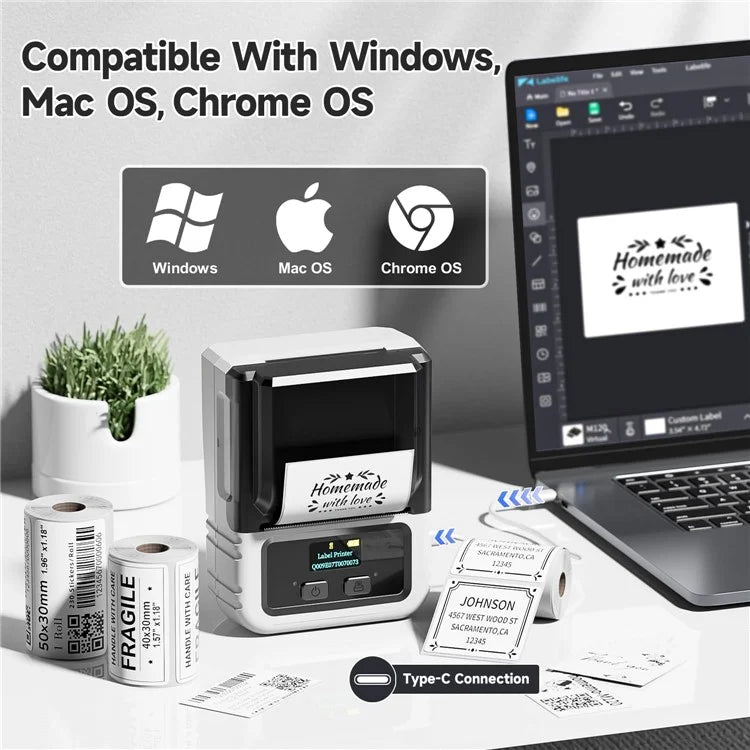 PHOMEMO M120 Bluetooth Inkless Thermal Printer Wireless Barcode Label Price Tag Printer