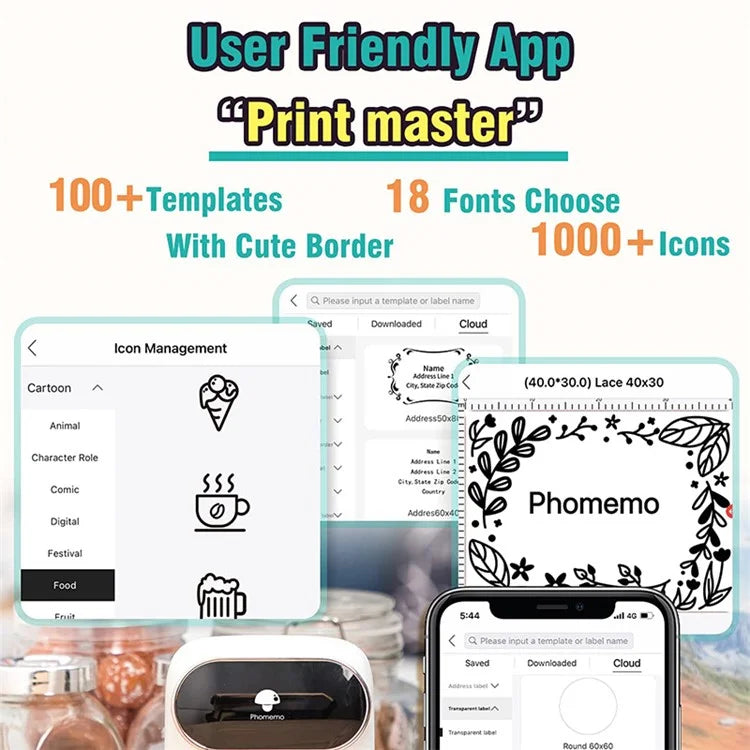 PHOMEMO M110 Mini Bluetooth Inkless Thermal Printer Wireless Clothes Barcode Label Price Tag Printer