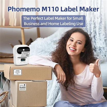 PHOMEMO M110 Mini Bluetooth Inkless Thermal Printer Wireless Clothes Barcode Label Price Tag Printer