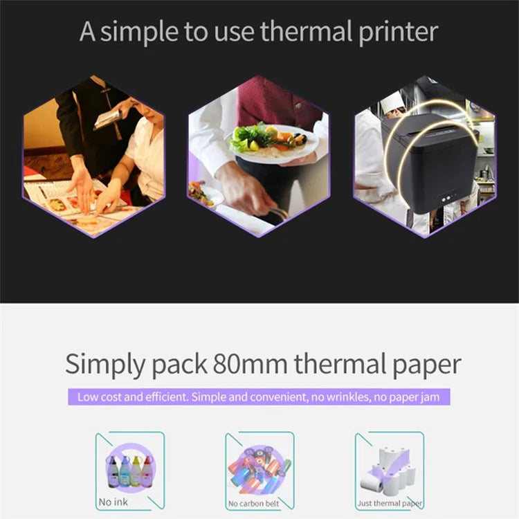 80A Thermal Receipt Printer POS Printing Tool with 80mm Printing Width