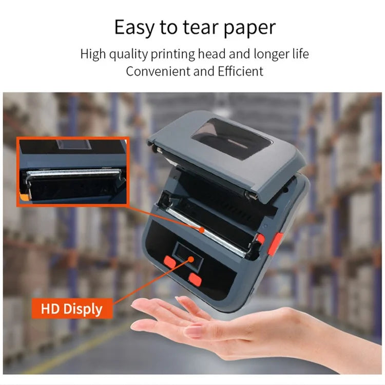 TPL80H Portable Thermal Label Printer Wireless Mobile Receipt Printer, USB+Bluetooth Version