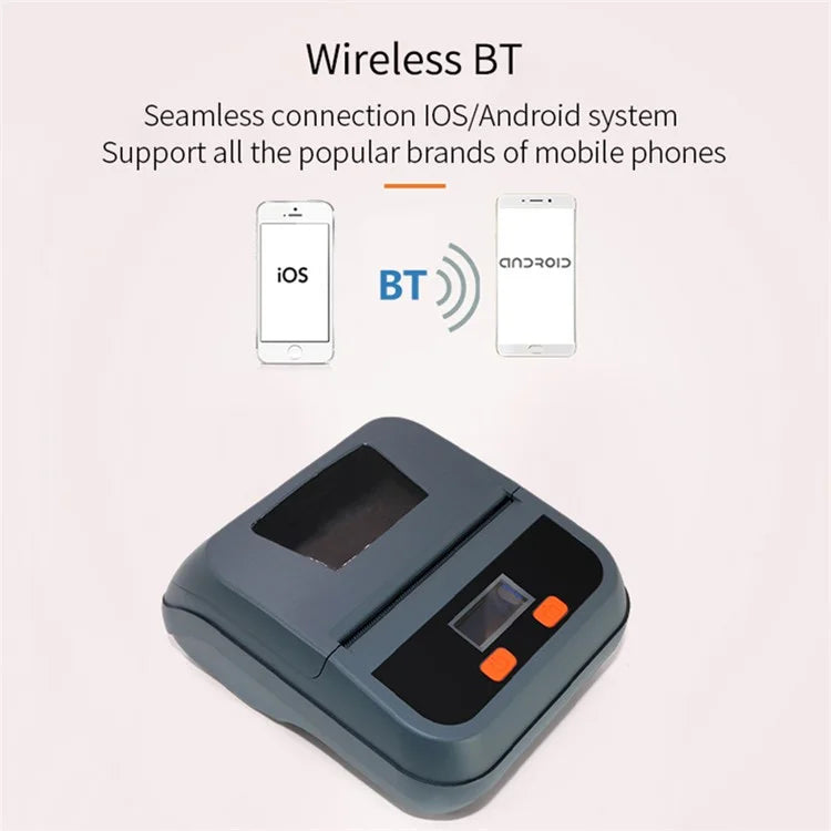 TPL80H Portable Thermal Label Printer Wireless Mobile Receipt Printer, USB+Bluetooth Version