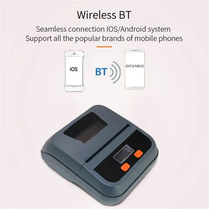 TPL80H Portable Thermal Label Printer Wireless Mobile Receipt Printer, USB+Bluetooth Version