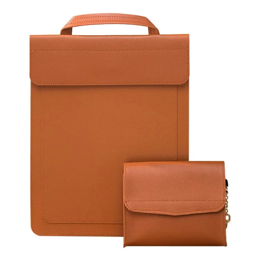Business Style Waterproof PU Leather Carrying Case for 13.3 / 14-inch Laptop Sleeve with Mini Bag