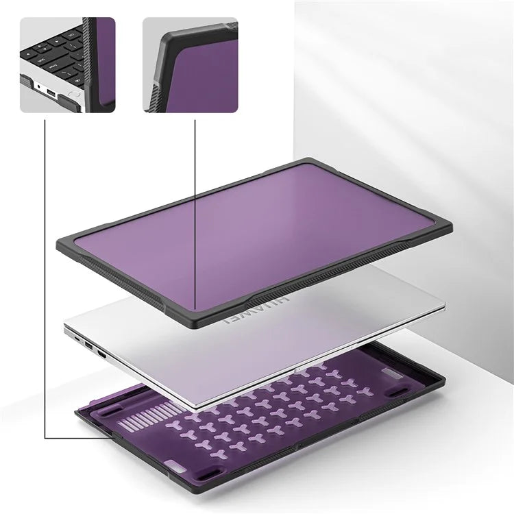 Sailor Series for Huawei MateBook D14 (2023) Laptop Case Dual Layer PC+TPU Protective Cover Purple