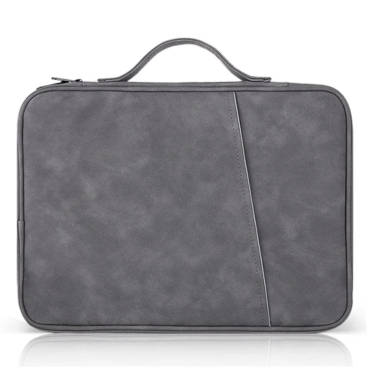 For 13-inch Laptop Sheepskin Leather Protective Pouch 180 Degree Opening Notebook Handbag