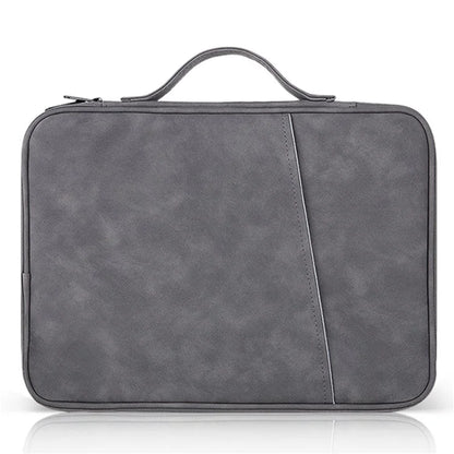 For 13-inch Laptop Sheepskin Leather Protective Pouch 180 Degree Opening Notebook Handbag