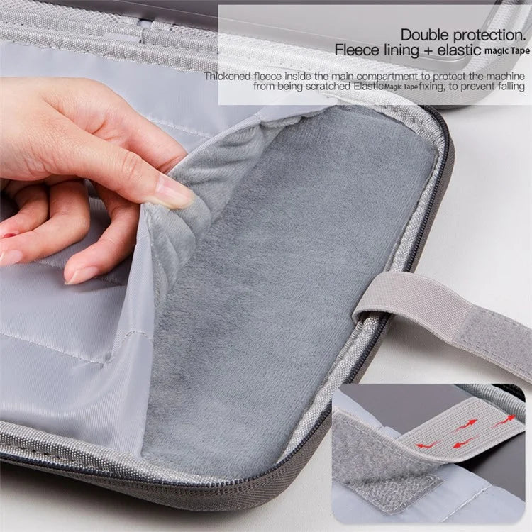 For 13-inch Laptop Sheepskin Leather Protective Pouch 180 Degree Opening Notebook Handbag